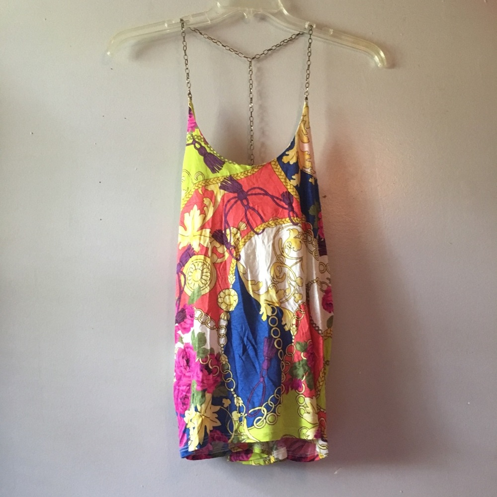 Bright Colorful Chains Racer Back Floral Top